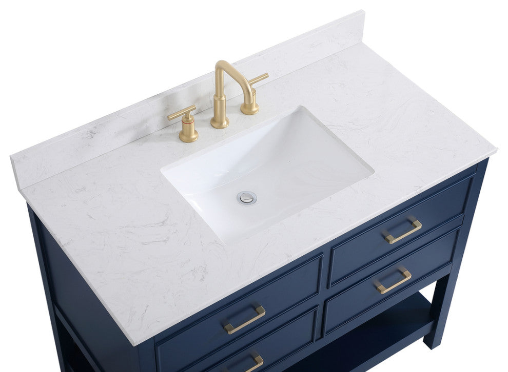 Skylar 42" Single Bathroom Vanity, Blue, With Backsplash