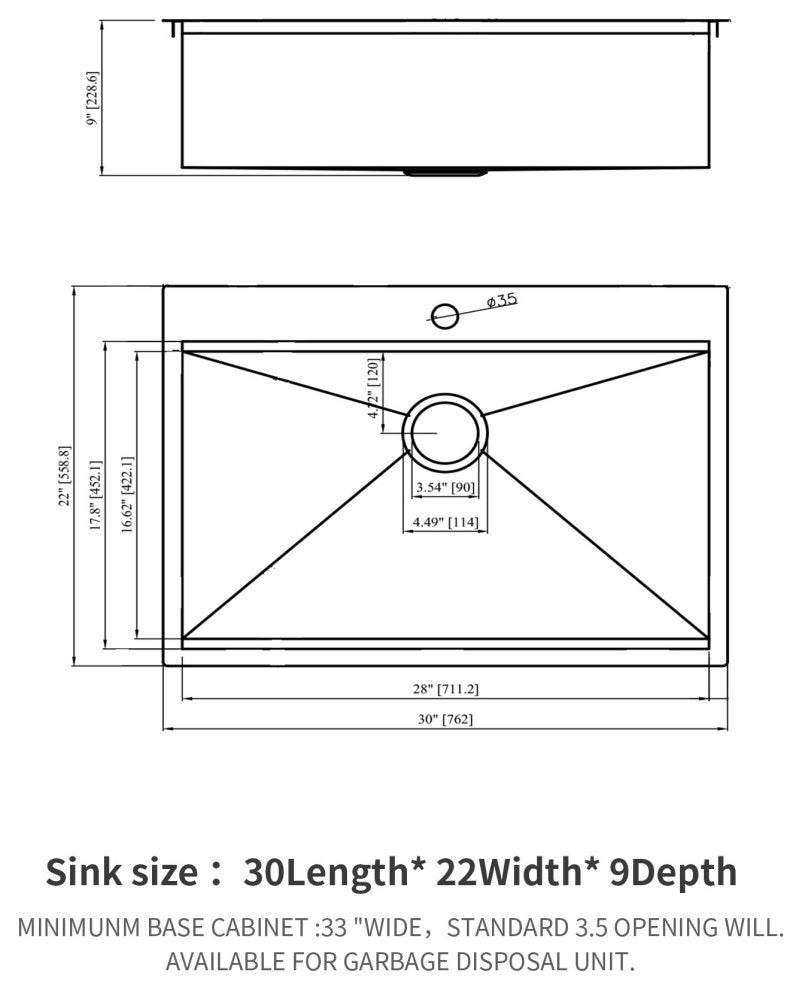 Brushed Nickel Stainless Steel 30 in. Single Bowl Drop-In Kitchen Sink with Work