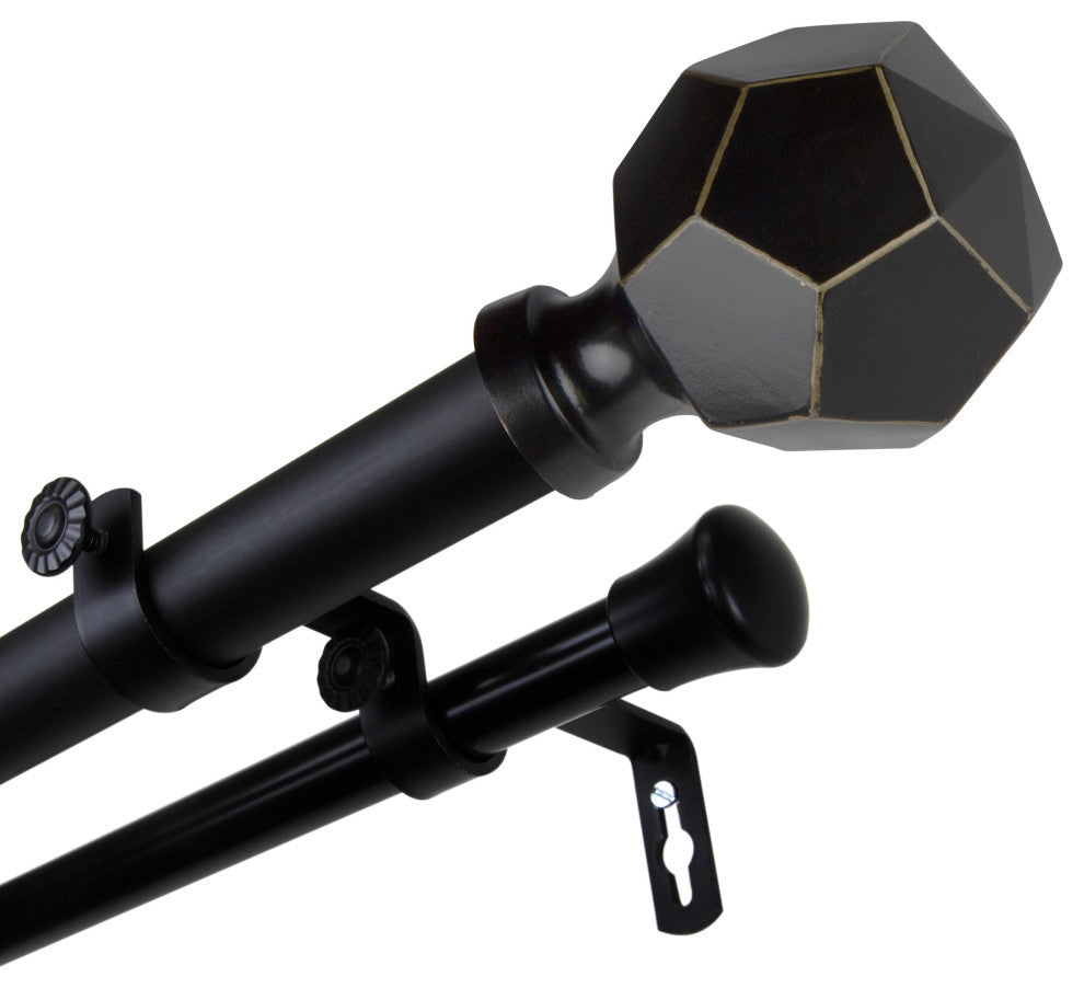Theobald 1" Double Curtain Rod, Black, 66-120"