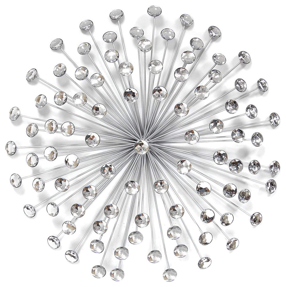 HomeRoots Silver Acrylic Burst Metal Wall Decor
