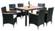 7 Pieces Outdoor Patio Wicker Furniture Dining Table Set With 6 Stools