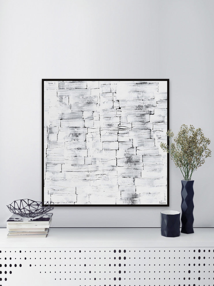 "Absolute Chaos" Floater Framed Painting Print on Canvas, 32x32