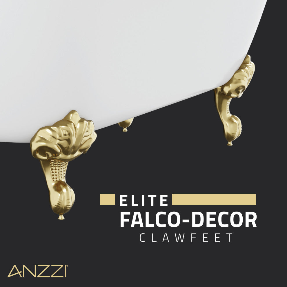 Falco 5.8' Acrylic Clawfoot Bathtub, Brushed Gold