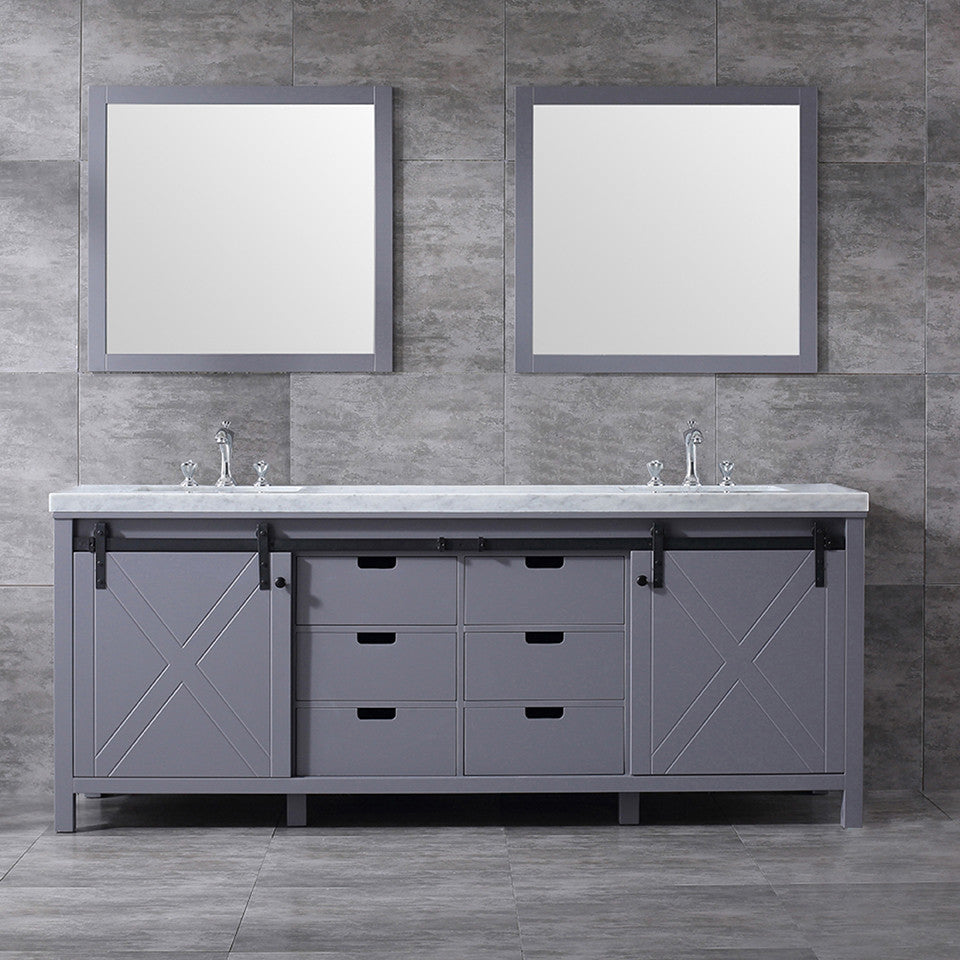 Marsyas Transitional Dark Grey 84" Double Vanity Set