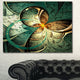 Dark Yellow Green Fractal Flower, Abstract Canvas Art Print, 40x30