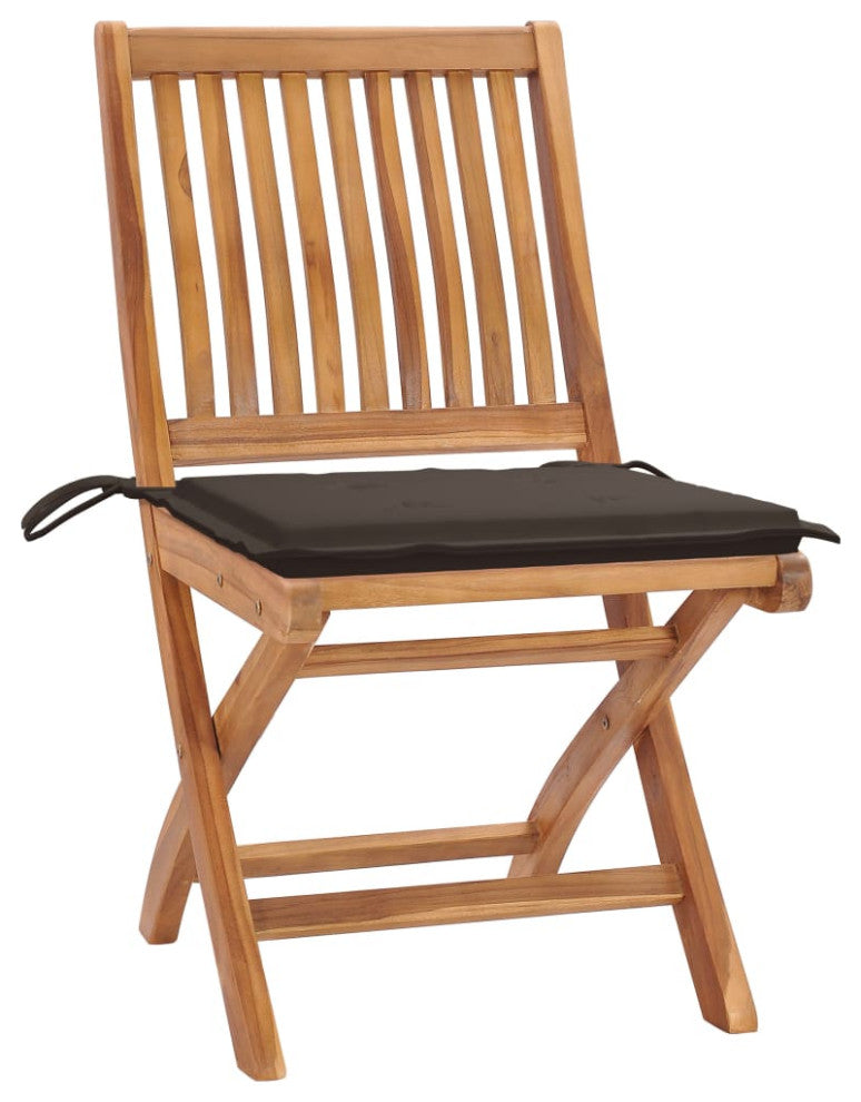 vidaXL 6x Solid Teak Wood Folding Patio Chairs with Cushions Garden Seating