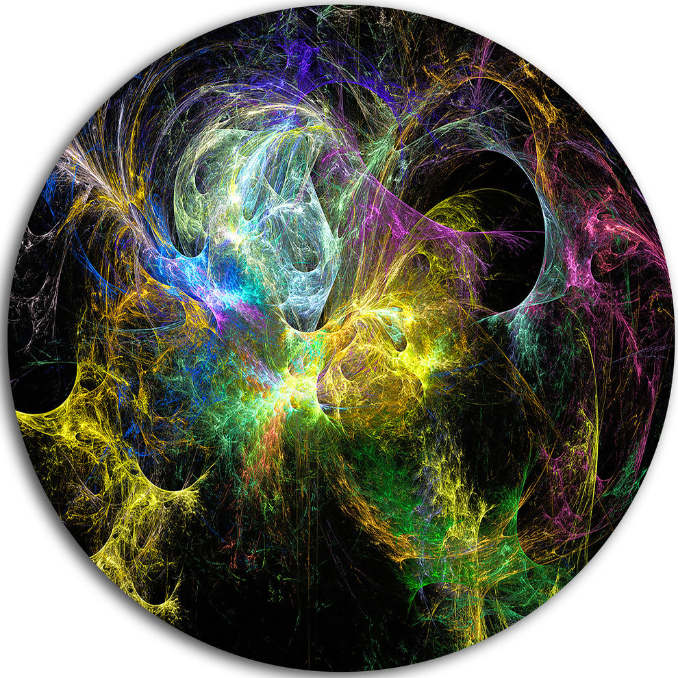 Wings Of Angels Yellow, Abstract Digital Art Round Wall Art, 23"
