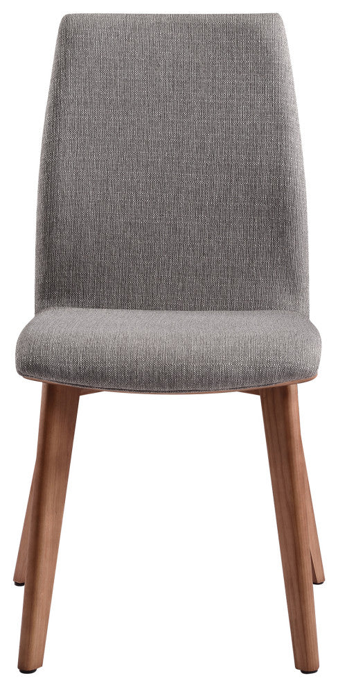 Archie Mid-Century Dining Chair, Walnut Finish and Gray Fabric, Set of 2