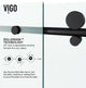 VIGO Elan E-Class 68" to 72" W x 76" H Frameless Sliding Shower Door, Matte Black, Clear Glass