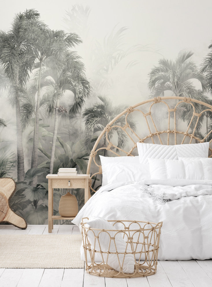 Misty Jungle Forest Vinyl Peel and Stick Mural, 24"x108", Single