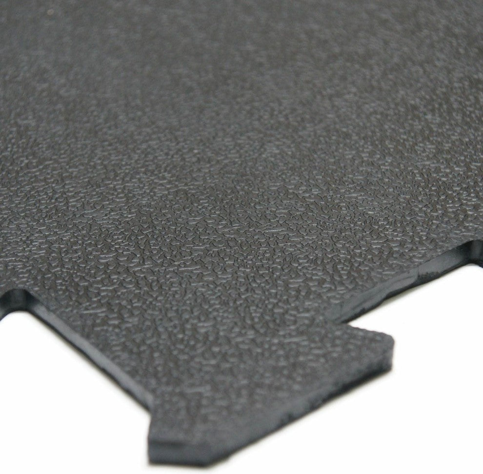 Rubber-Cal "Armor Lock" Interlocking Rubber Tiles, Black, 4 Pack