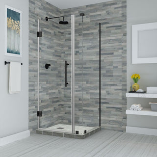 Bromley 38.25"-39.25"x32.375"x72" Frameless Corner Hinged Shower Enclosure