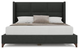 Nativa Interiors Megan Square Upholstered Bed, Charcoal, Queen