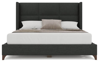 Nativa Interiors Megan Square Upholstered Bed, Charcoal, Queen