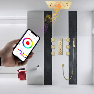 LED Shower System With Body Jets and Hand Shower, Style 2, Phone Control Light