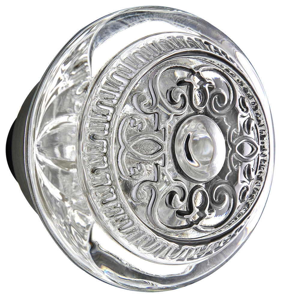 Mission Plate Passage Crystal Egg and Dart Knob, Oil-Rubbed Bronze, 2.375"
