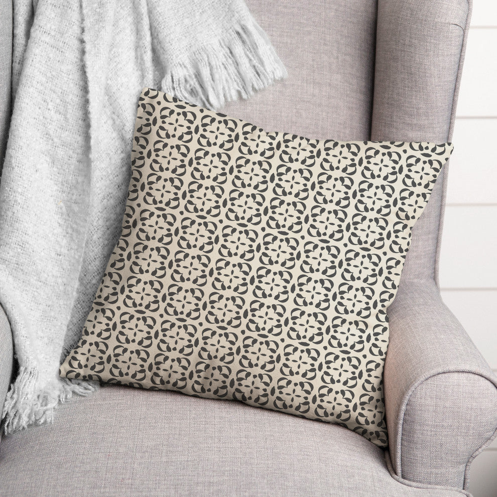 Gray Cream Tile 18x18 Spun Poly Pillow