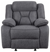 Pillow-Padded Glider Recliner With Contrast Stitching, Gray