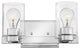 Hinkley Miley Small Two Light Vanity, Chrome With Clear Glass