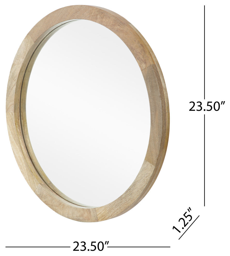 Heather Modern Round Mirror With Mango Wood Frame