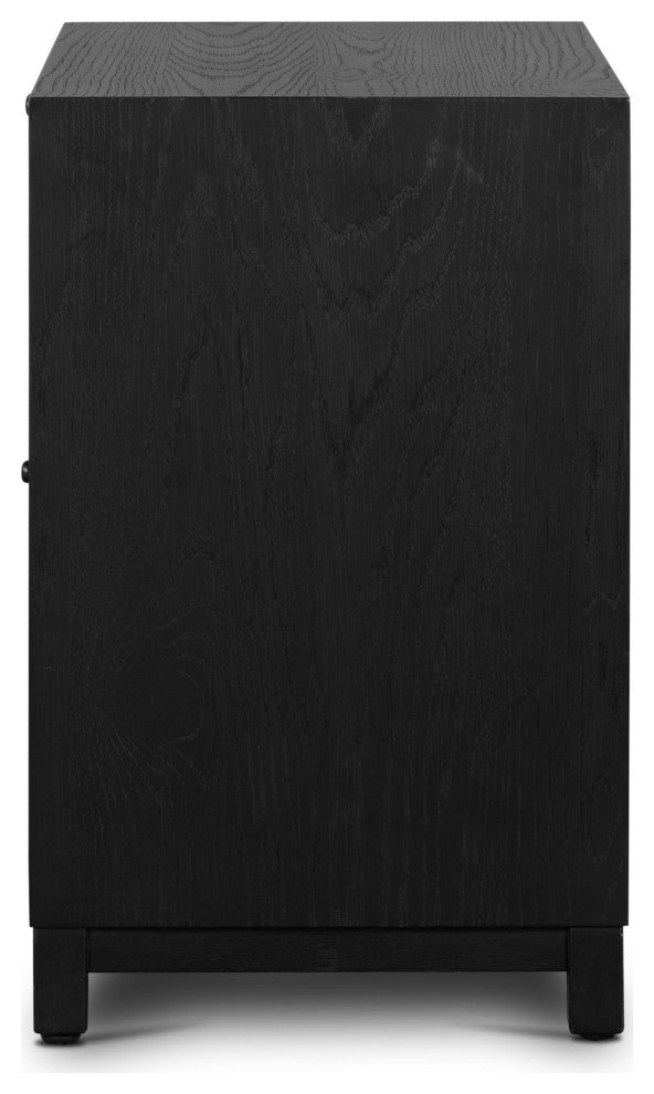 Millie Nightstand Drifted Matte Black Veneer, Drifted Oak, Antique Pewter