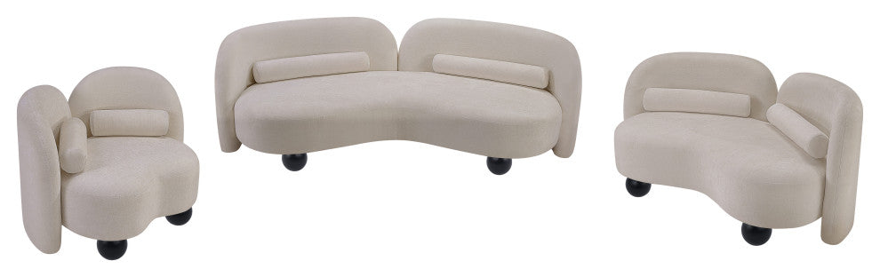 Daphne Upholstered Chair/Loveseat/Sofa, Beige, Chenille Fabric, Loveseat