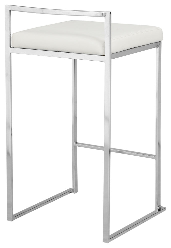 Lucien 25.25" Upholstered Counter Stool, Soft Gray/Chrome