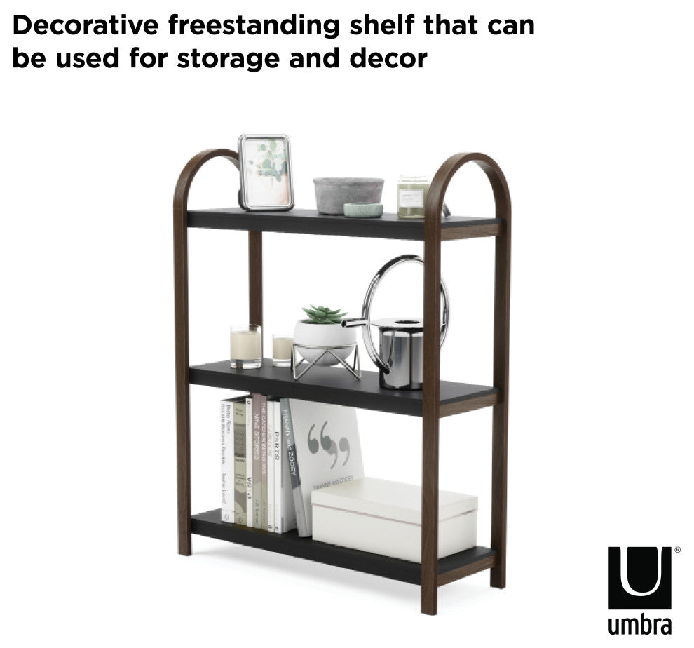 Umbra Bellwood Freestanding Shelf 3, Black/Walnut