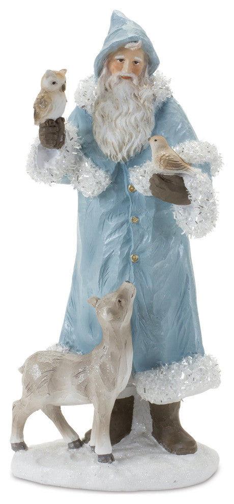 Santa With Woodland Animals Figurine, Set of 2