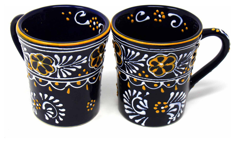Set of Two Handcrafted Blue Ceramic Flared Cups