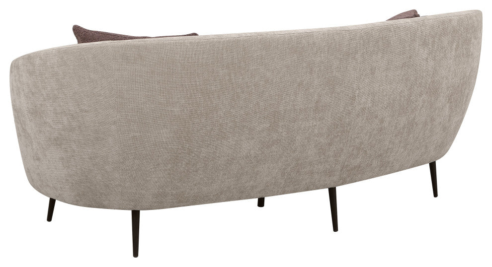 Ellorie Upholstered Channel Back Curved Sofa Beige