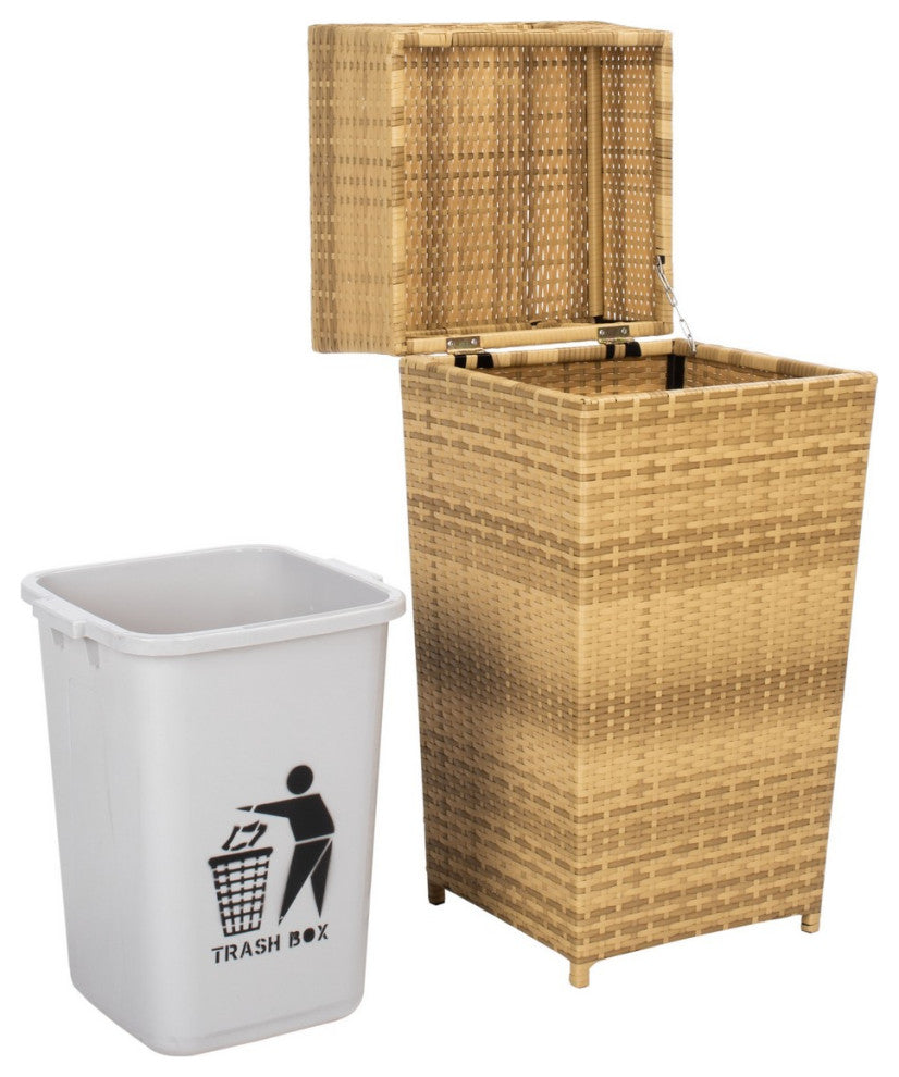Safavieh Outdoor Mazeli Trash Bin Natural