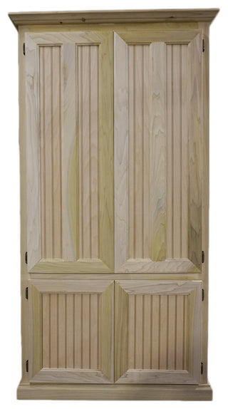 Double Wide Coastal Kitchen Pantry Cabinet, Unfinished