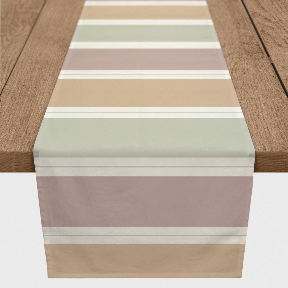 Soft Neutral Stripes 16x90 Cotton Twill Runner