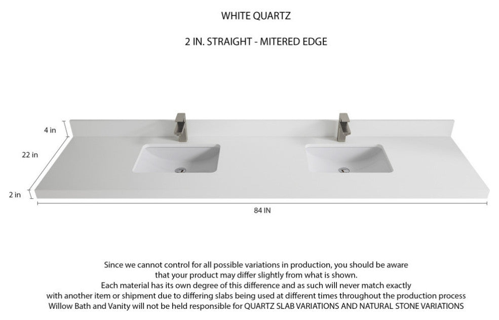 Alys Teak 84 Double Sink Bathroom Vanity Whitewashed 2" White Quartz