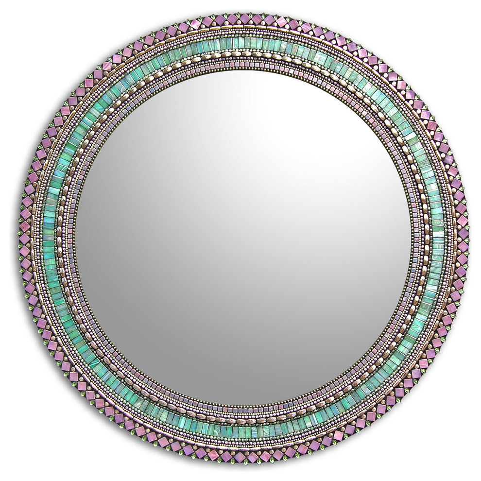 Seafoam Purple Mosaic Mirror, 24" Round