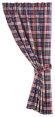 Blue Plaid Curtain With Tieback