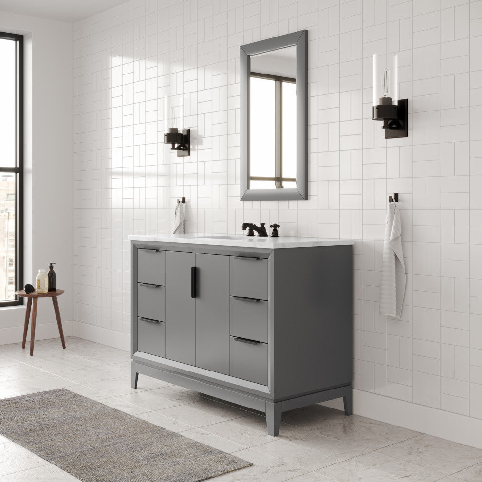 Elizabeth 48" Single Sink Carrara White Marble Vanity, Cashmere Gray