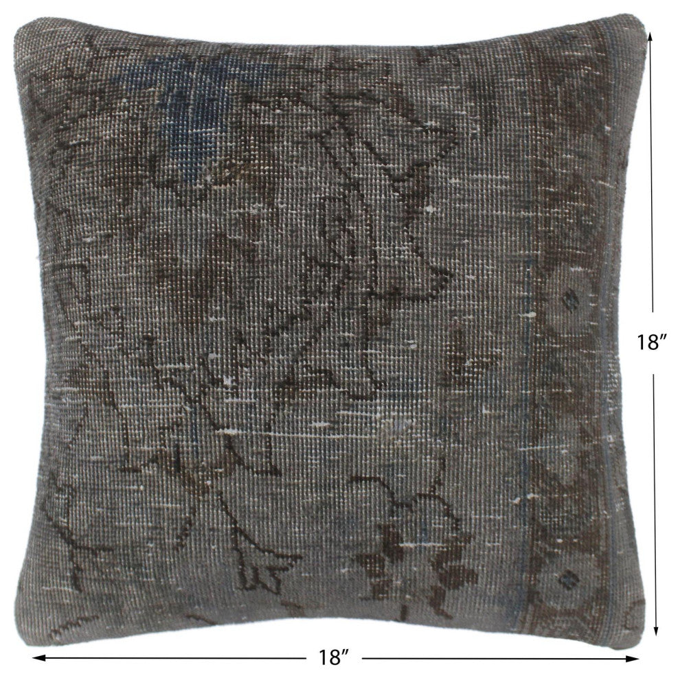 Antique Meehan Vintage Distressed Handmade Rug Pillow