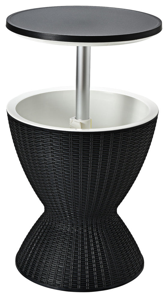 Costway 8 Gallon 3 in 1 Patio Rattan Cooler Bar Table Adjust Ice Bucket Black