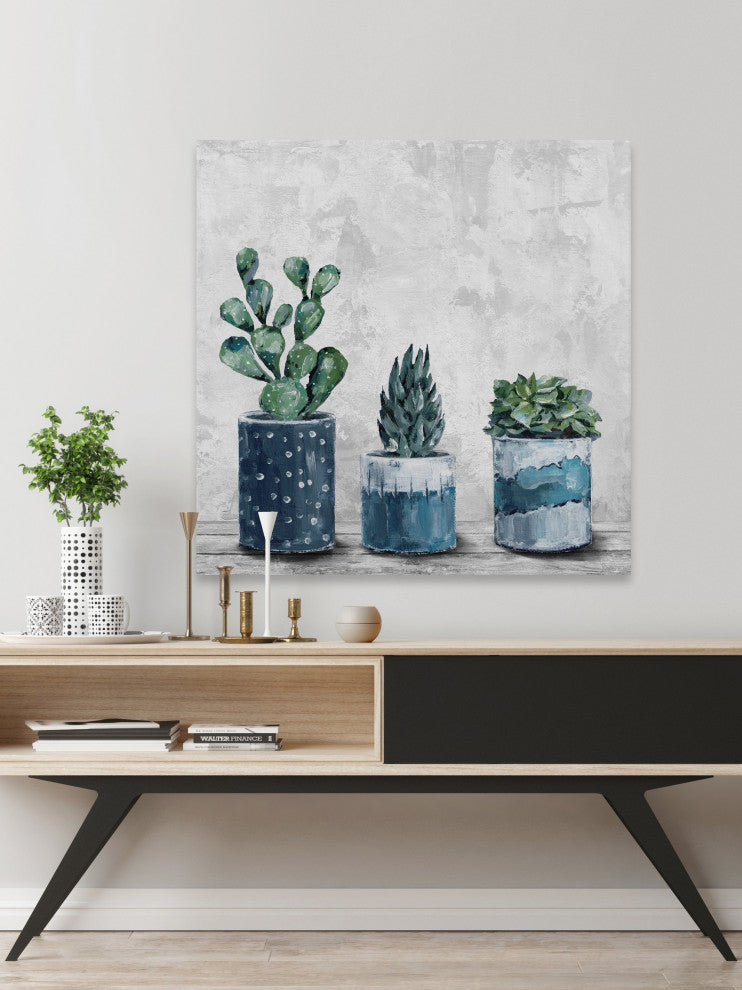 "Succulent Frost" Painting Print on Wrapped Canvas