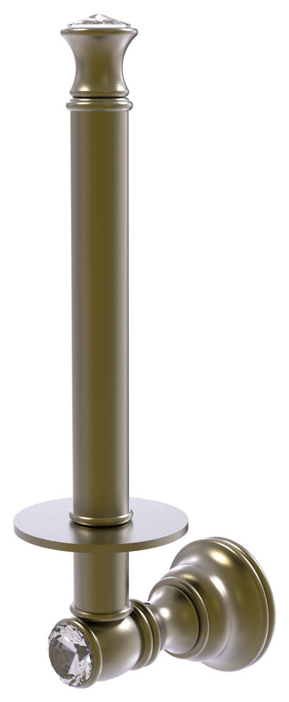 Carolina Crystal Upright Toilet Paper Holder, Antique Brass
