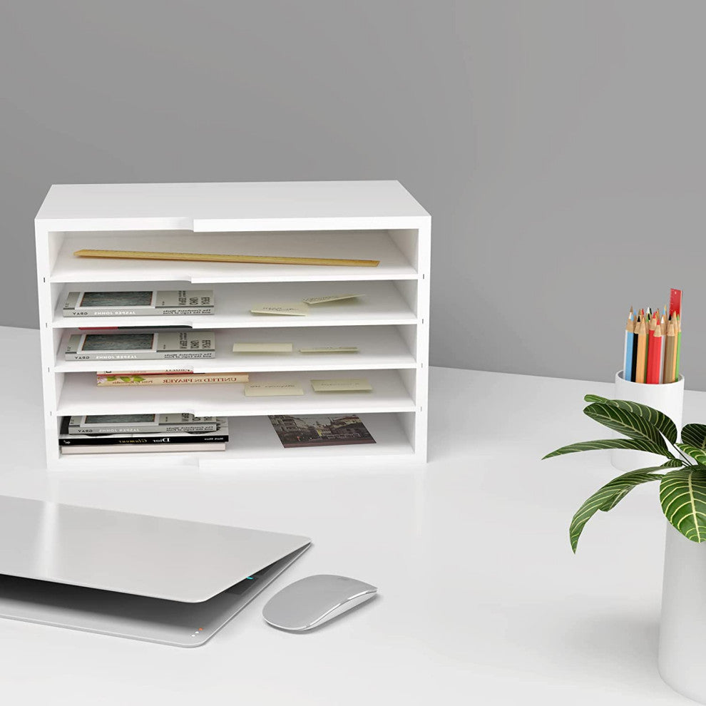 Welland Desktop File Sorter With 4 Adjustable Shelves For Home And Office