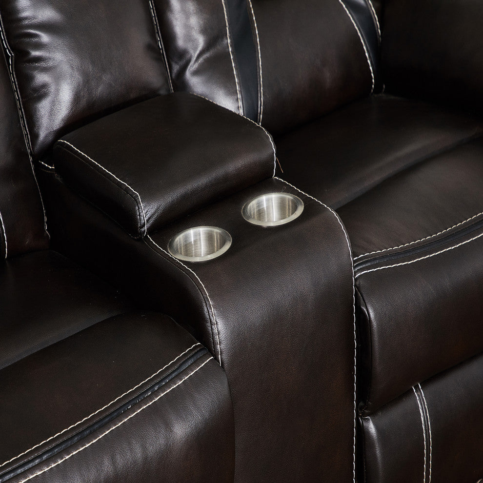 73" Faux Leather Top Arm Reclining Upholstered Loveseat Sofa