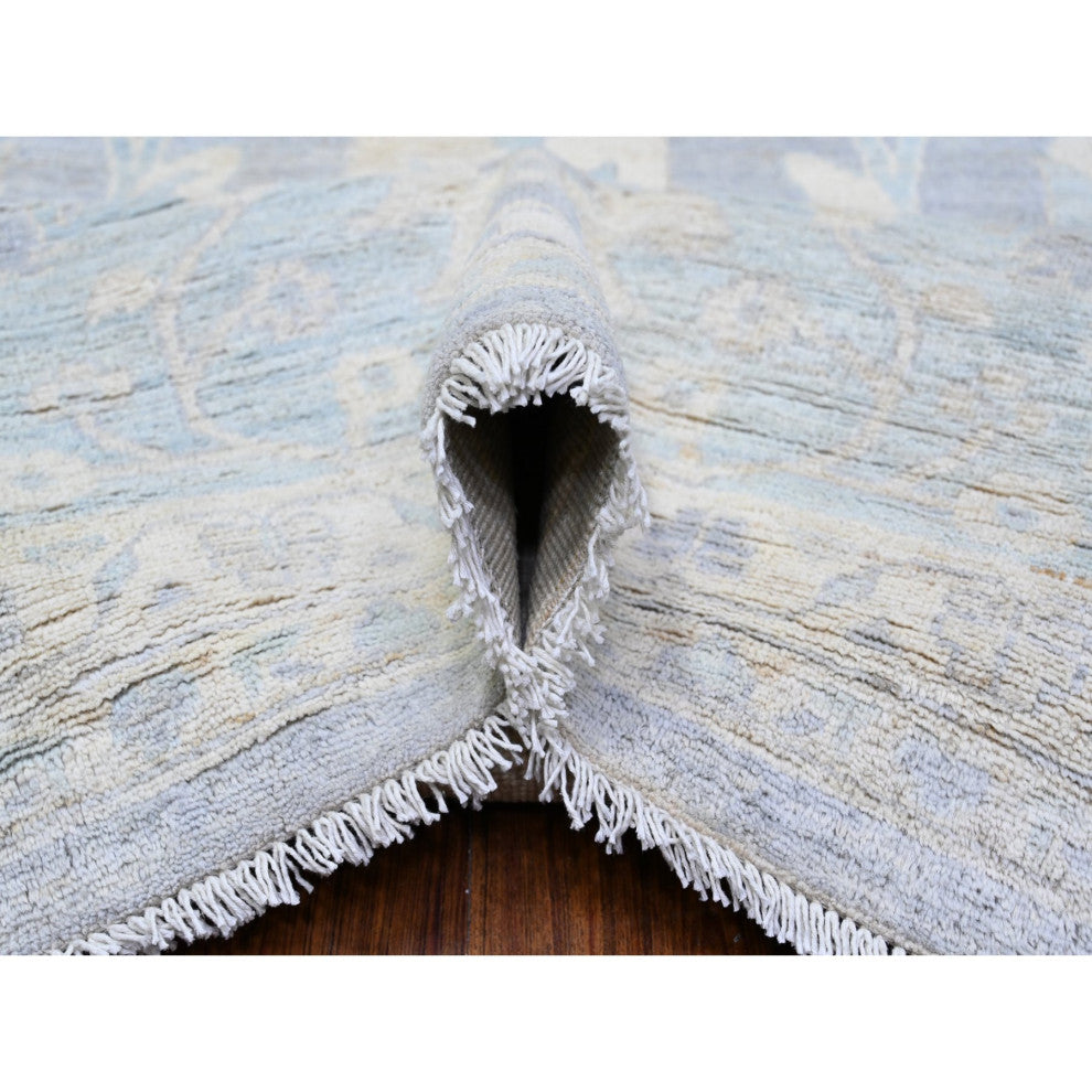 Gray Washed Out Peshawar Wool Hand Knotted Oversized Oriental Rug, 11'9"x14'4"