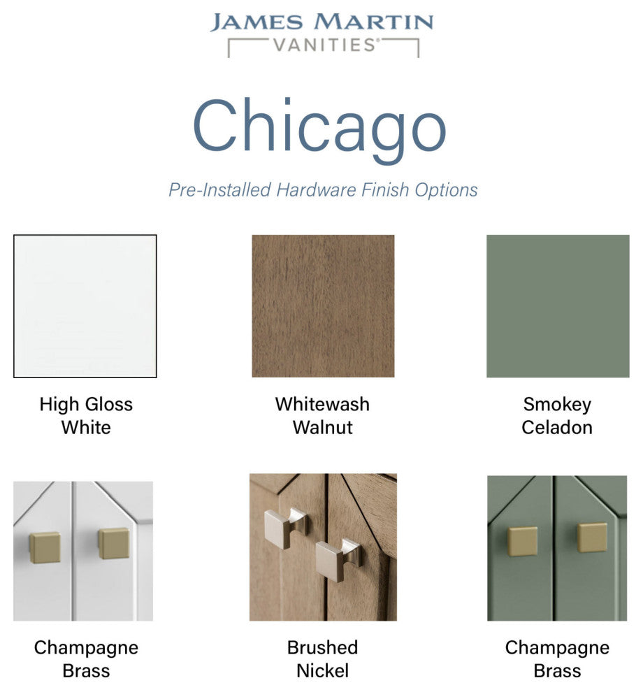 James Martin 305-M48-WWW Chicago Wall Mount Mirror In Whitewashed Walnut