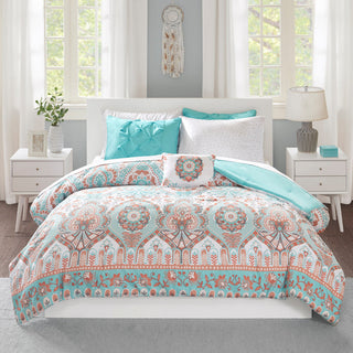 Intelligent Design Vinnie Boho Comforter Set With Bed Sheets, Aqua
