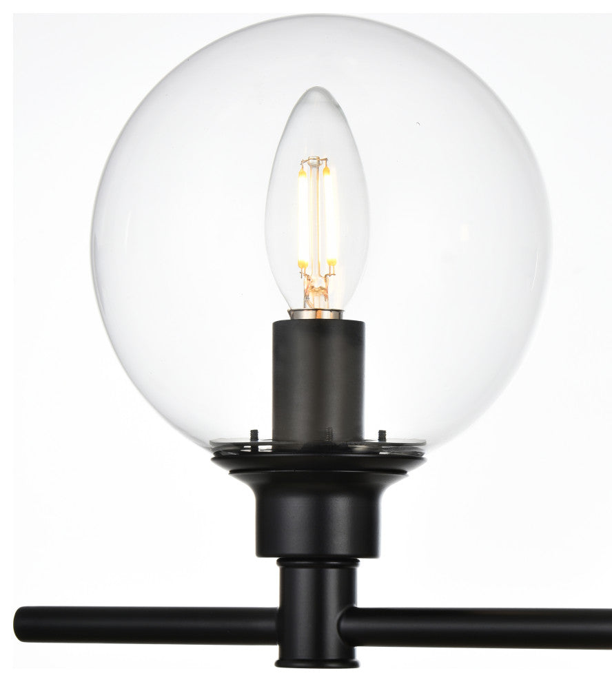 5 Light Black And Clear Bath Sconce