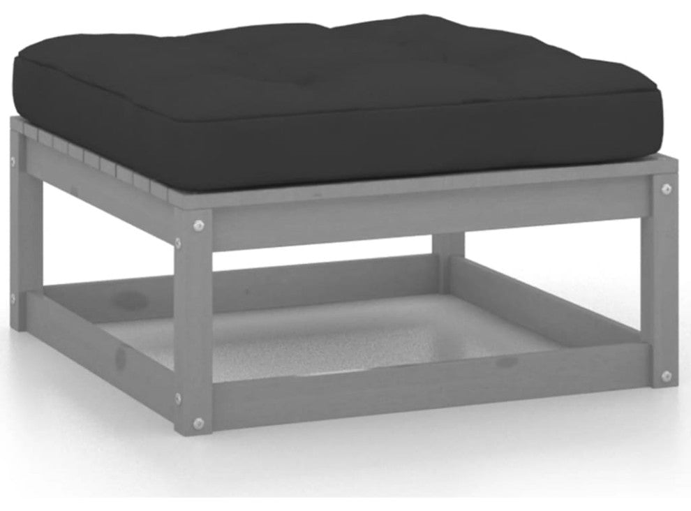 vidaXL Patio Footstools With Cushions 2 pcs Solid Pinewood