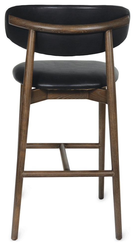 Ethan Leather Bar Stool, Black